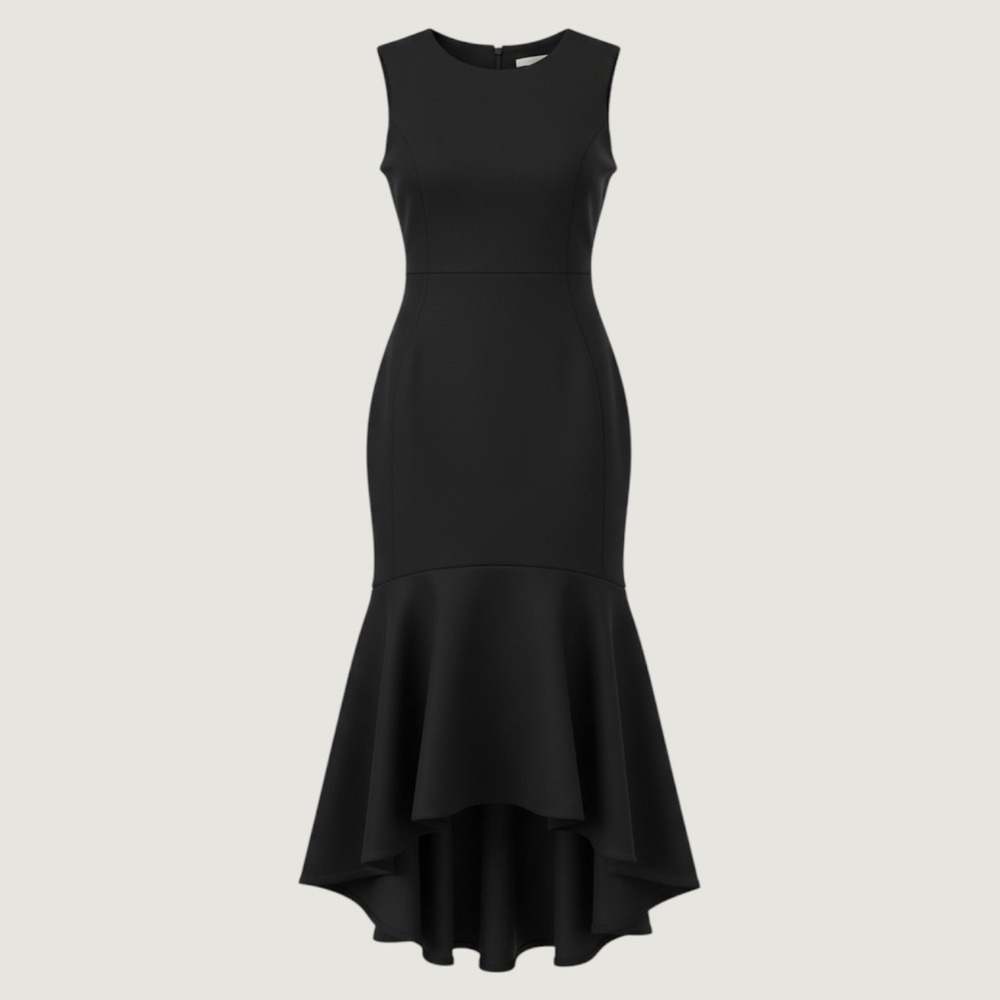Calvin Klein High Low Mermaid Dress Women 2 Black Sleeveless Caroline Bessette